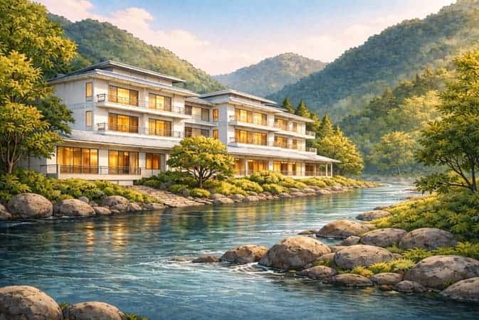 川沿いのホテルのイメージ